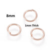 JR0009 - 20 pcs 304 Stainless Steel Open Jump Rings 8mm - 18 Gauge (1mm Thick) - Rose Gold Plated - High Quality!