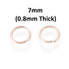 JR0011 - 50 pcs 304 Stainless Steel Rose Gold Open Jump Rings 7mm - 20 Gauge (0.8mm Thick) - Tarnish Resistant!