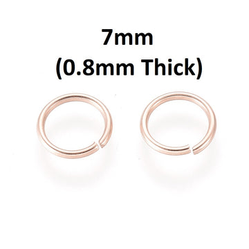 JR0011 - 50 pcs 304 Stainless Steel Rose Gold Open Jump Rings 7mm - 20 Gauge (0.8mm Thick) - Tarnish Resistant!