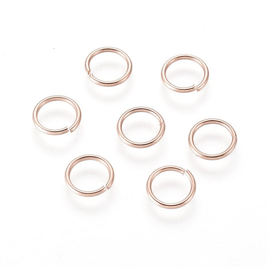 JR0011 - 50 pcs 304 Stainless Steel Rose Gold Open Jump Rings 7mm - 20 Gauge (0.8mm Thick) - Tarnish Resistant!