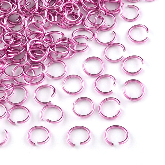 JR0012 - 100 pcs Pink Aluminum Open Jump Rings - 10mm - 18 Gauge (1mm Thick)