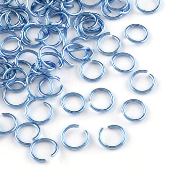 JR0013 - 100 pcs Blue Aluminum Open Jump Rings - 10mm - 18 Gauge (1mm Thick)
