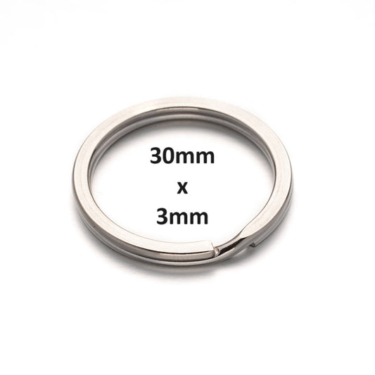JR0014 - 10 pcs. 304 Stainless Steel Silver Tone Split Rings Key Rings - 30mm (1.18 inch) - Hypoallergenic! Tarnish Resistant! - 3mm Thick