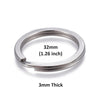 JR0016 - 10 pcs. 304 Stainless Steel Silver Tone Split Rings Key Rings - 32mm (1.26 inch) - Hypoallergenic! Tarnish Resistant! - 3mm Thick