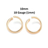 JR0018A - 20 pcs 304 Stainless Steel Open Jump Rings 10mm - 18 Gauge (1mm Thick) - 18K Gold Plated - Tarnish Resistant!