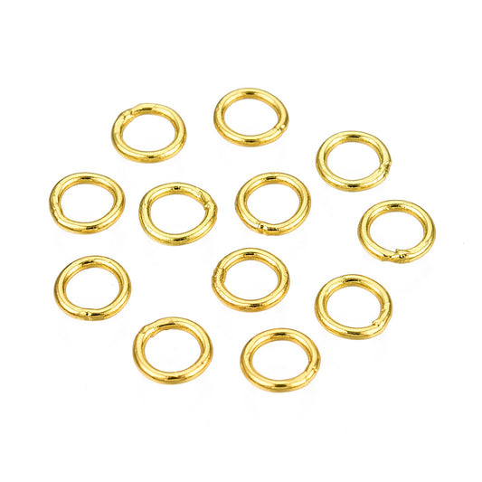 JR0020 - 50 pcs 304 Stainless Steel Soldered Closed Jump Rings 5mm - 20 Gauge (0.8mm Thick) - Golden - High Quality!