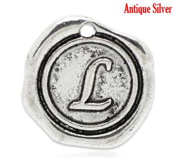 BD133 - 5 pcs. Antique Silver LARGE Letter "L" Alphabet Letter - 18mm x 18mm - Wax Design