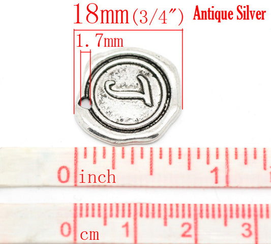 BD133 - 5 pcs. Antique Silver LARGE Letter "L" Alphabet Letter - 18mm x 18mm - Wax Design