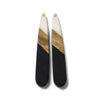 RW0058 - 4 pcs. Black and White Stripe Resin and Wood Teardrop Flat Pendant - 44mm x 8mm - (1.73" x 0.32")