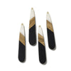 RW0058 - 4 pcs. Black and White Stripe Resin and Wood Teardrop Flat Pendant - 44mm x 8mm - (1.73" x 0.32")