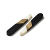 RW0058 - 4 pcs. Black and White Stripe Resin and Wood Teardrop Flat Pendant - 44mm x 8mm - (1.73" x 0.32")
