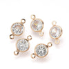 MP0069 - 10 pcs. KC Gold Tone Cubic Zirconia (CZ) Connectors - 15mm x 9mm - Hole Size: 1mm