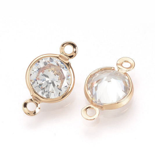 MP0069 - 10 pcs. KC Gold Tone Cubic Zirconia (CZ) Connectors - 15mm x 9mm - Hole Size: 1mm