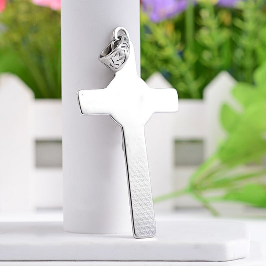 MP0071 - 1 pc. 304 Stainless Steel Antique Silver Crucifix Cross Charm Pendant - 70mm x 39mm (2.8" x 1.5") - Hole Size: 11mm x 8mm - INRI