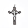MP0072 - 1 pc. Alloy Gunmetal and Silver Tone Crucifix Cross Charm Pendant - 75mm x 45mm (2.95" x 1.8") - Hole Size: 9mm x 3mm - INRI