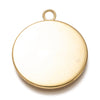 MP0075 - 5 pcs. 304 Stainless Steel Circle Round Bezel Pendant Tags Trays - 25mm Glue Pad Setting - Single Loop - 18k Gold Plated - Tarnish Resistant