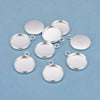MP0082 - 10 pcs. 304 Stainless Steel Pendant Circle Posts Settings Bezels Cabochons - Shiny Silver Plated- 14mm Glue Pad Setting - Tarnish Resistant!