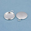 MP0082 - 10 pcs. 304 Stainless Steel Pendant Circle Posts Settings Bezels Cabochons - Shiny Silver Plated- 14mm Glue Pad Setting - Tarnish Resistant!