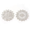 MP0084 - 10 pcs. Silver Tone Filigree Circle Metal Pendants Dangle Charms - Flower - 35mm (1.4") - Great for Earrings!