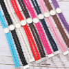 B005 - 10 pcs Assortment of Faux Leather Bracelets with 12mm Glue Pad Bezel Trays & Extender Chain - Adjustable from 7" to 9" - Double Braided Cord