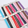 B005 - 10 pcs Assortment of Faux Leather Bracelets with 12mm Glue Pad Bezel Trays & Extender Chain - Adjustable from 7" to 9" - Double Braided Cord