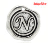 BD137 - 5 pcs. Antique Silver LARGE Letter "N" Alphabet Letter - 18mm x 18mm - Wax Design