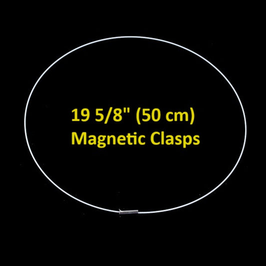 N100 - 10 pcs. Steel Memory Wire Choker Necklaces with Silver Magnetic Clasp - 19 5/8 inch - 1mm - THICK - Silver Tone - HIGH QUALITY - 50cm