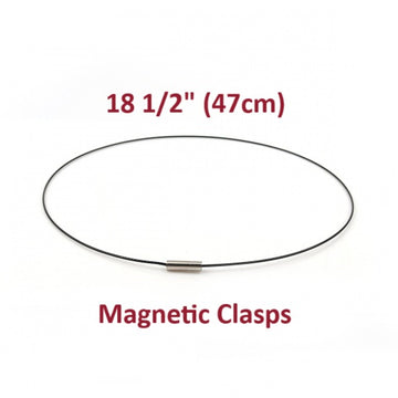 N104 - 10 pcs. Steel Memory Wire Choker Necklaces with Silver Magnetic Clasp - 18 1/2 inch - 1mm - THICK - Black - HIGH QUALITY - 47 cm
