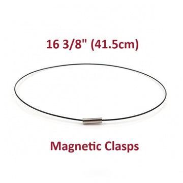 N106 - 10 pcs. Copper Based Memory Wire Choker Necklaces with Silver Magnetic Clasp - 16 3/8 inch - 1mm - THICK - Black - HIGH QUALITY - 41.5 cm