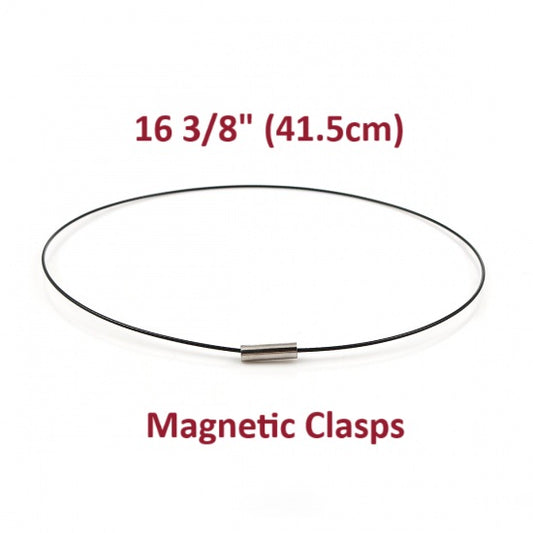 N106 - 10 pcs. Copper Based Memory Wire Choker Necklaces with Silver Magnetic Clasp - 16 3/8 inch - 1mm - THICK - Black - HIGH QUALITY - 41.5 cm