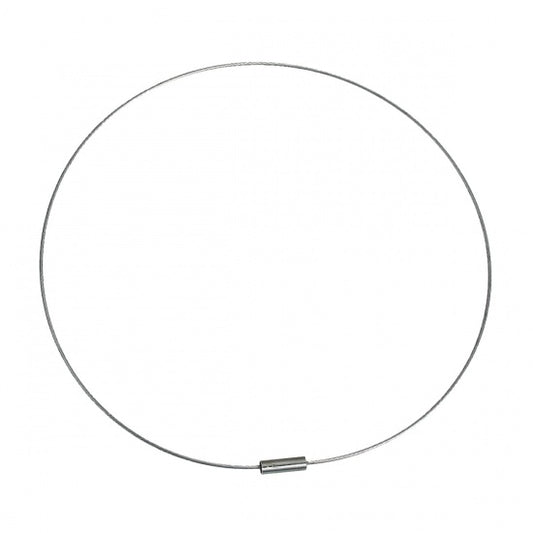 N117 - 4 pcs. Steel Memory Wire Choker Necklaces with Silver Magnetic Clasp - 15 6/8 inch - 1mm - THICK - Silver Tone - HIGH QUALITY - 40cm