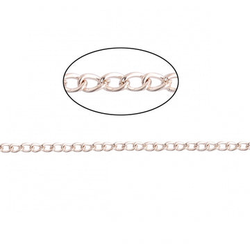 N149 - 10M (32.8ft) - Rose Gold Plated Curb Chain -3.4mm x 2.2mm Links