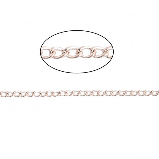 N149 - 10M (32.8ft) - Rose Gold Plated Curb Chain -3.4mm x 2.2mm Links