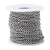 N153 - 25M (82ft) - 304 Stainless Steel Silver Tone Soldered Curb Chain - 4mm x 3mm x 0.6mm Links - Hypoallergenic! Tarnish Resistant