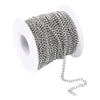 N153 - 25M (82ft) - 304 Stainless Steel Silver Tone Soldered Curb Chain - 4mm x 3mm x 0.6mm Links - Hypoallergenic! Tarnish Resistant