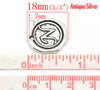 BD137 - 5 pcs. Antique Silver LARGE Letter "N" Alphabet Letter - 18mm x 18mm - Wax Design