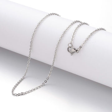 N224 - 10 pcs. 304 Stainless Steel Silver Tone Cable Chain Necklaces - 45cm (17.7") - 1.5mm
