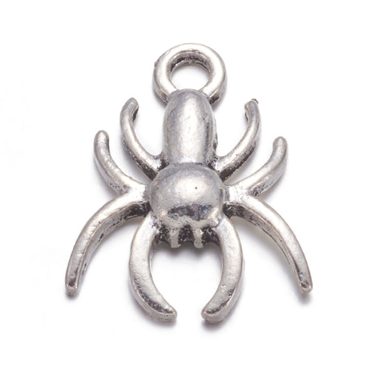 P030 - 30 pcs. Antique Silver Spider Charms Pendants - 18mm x 14mm - Hole Size: 2mm