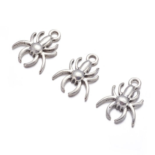 P030 - 30 pcs. Antique Silver Spider Charms Pendants - 18mm x 14mm - Hole Size: 2mm