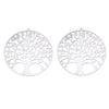 P1014 - 10 pcs. 201 Stainless Steel Silver Tone Circle Metal Pendants Dangle Charms  - Tree of Life - 47mm x 45mm (1.85" x 1.77")