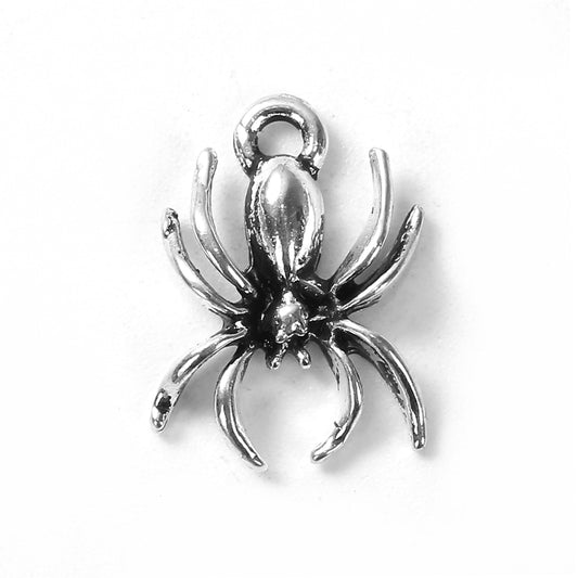 P245 - 30 pcs. Antique Silver Spider Charms Pendants - 18mm x 13mm