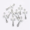P306 - 10 pcs. Antique Silver Cross Charms Connectors Pendants - 39mm x 17mm
