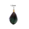 P680 - 10 pcs Black and Green Dangle Charms Pendants - Feather - Gold Plated Crimps - 32mm (1.26")