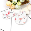P698 - 10 pcs. Pink and White Flamingo Faux Leather Dangle Pendants - Teardrop - 56mm (2.2") - Double-Sided