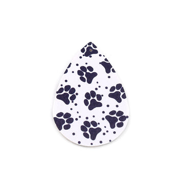 P935 - 10 pcs. Paw Faux Leather Dangle Charms Pendants - Teardrop - Puzzle - 57mm (2.25") - Great for Light Earrings or Dangles! Double-Sided