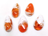 PS52 - 5 pcs. Genuine Mexican Fire Opal Teardrop Cabochons - To use with Bails and on Flat Pads! Sizes vary - Set U