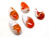 PS52 - 5 pcs. Genuine Mexican Fire Opal Teardrop Cabochons - To use with Bails and on Flat Pads! Sizes vary - Set U