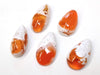 PS52 - 5 pcs. Genuine Mexican Fire Opal Teardrop Cabochons - To use with Bails and on Flat Pads! Sizes vary - Set U