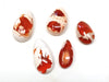 PS53 - 5 pcs. Genuine Mexican Fire Opal Teardrop Cabochons - To use with Bails and on Flat Pads! Sizes vary - Set V