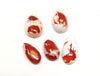 PS53 - 5 pcs. Genuine Mexican Fire Opal Teardrop Cabochons - To use with Bails and on Flat Pads! Sizes vary - Set V